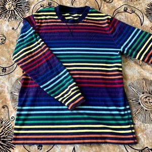Primary Rainbow Striped Long Sleeve Size Large